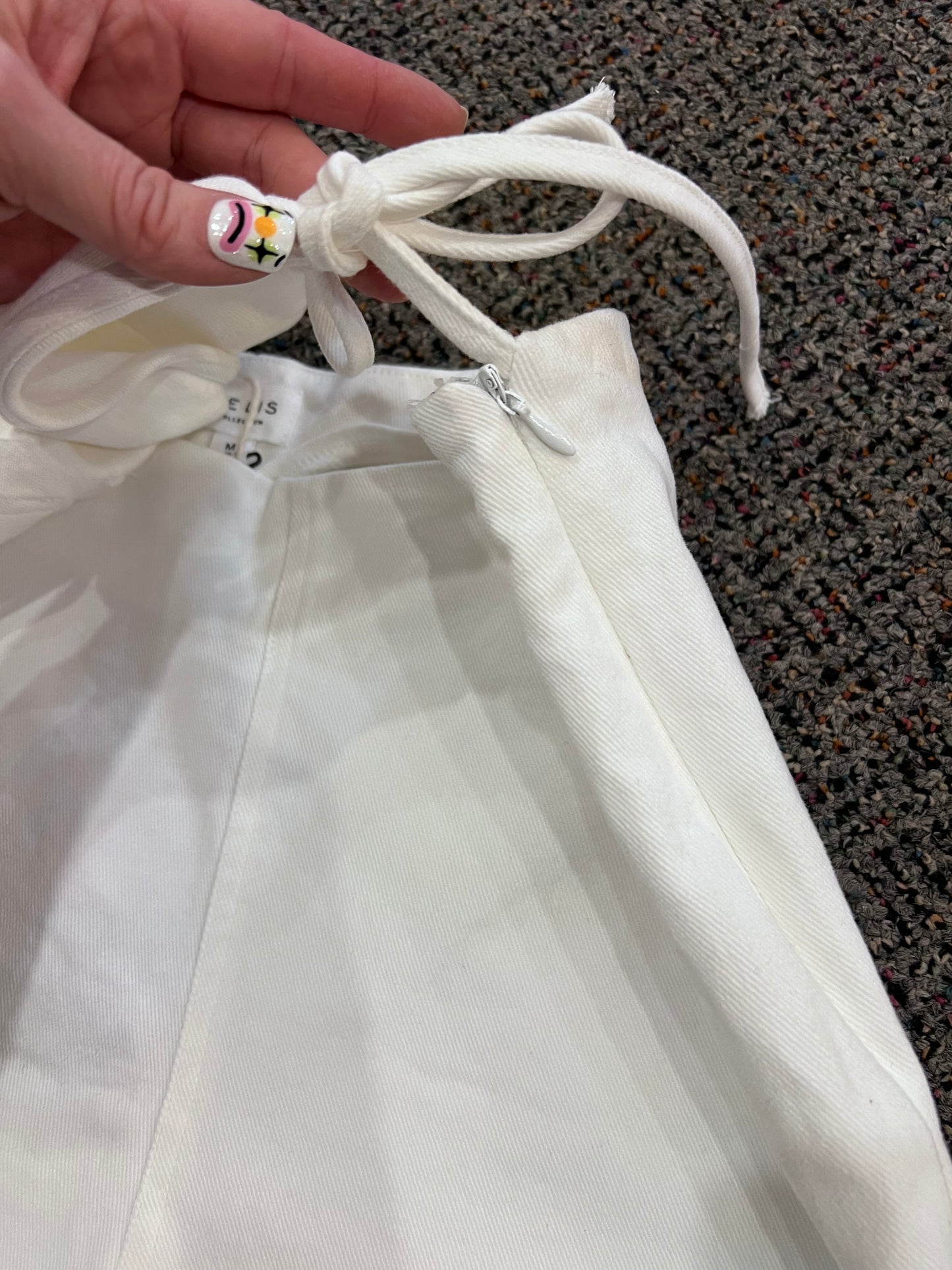 Y2K White LeLis Side Tie Skort