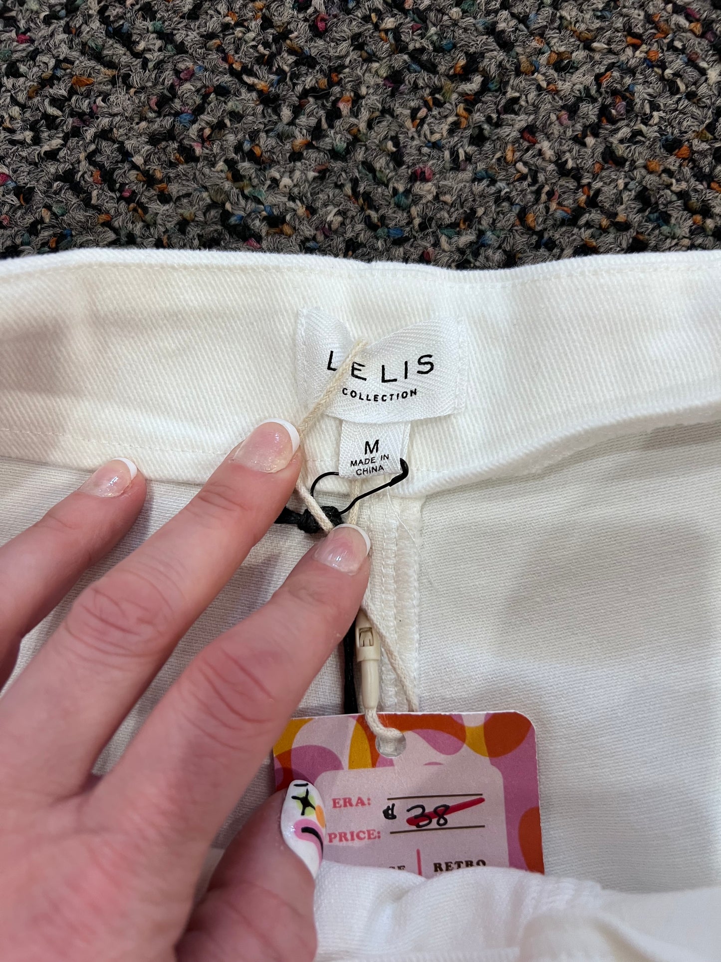 Y2K White LeLis Side Tie Skort