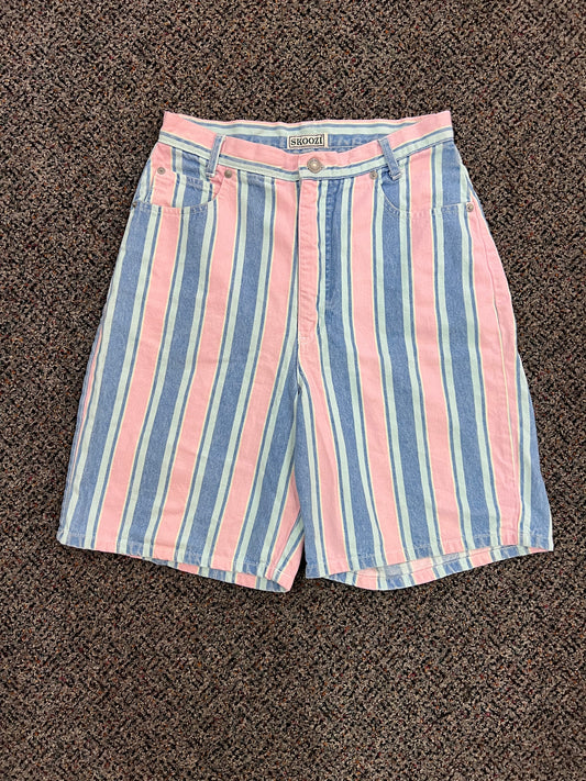 90's/Y2K SKOOZI Colorful Striped Denim Shorts