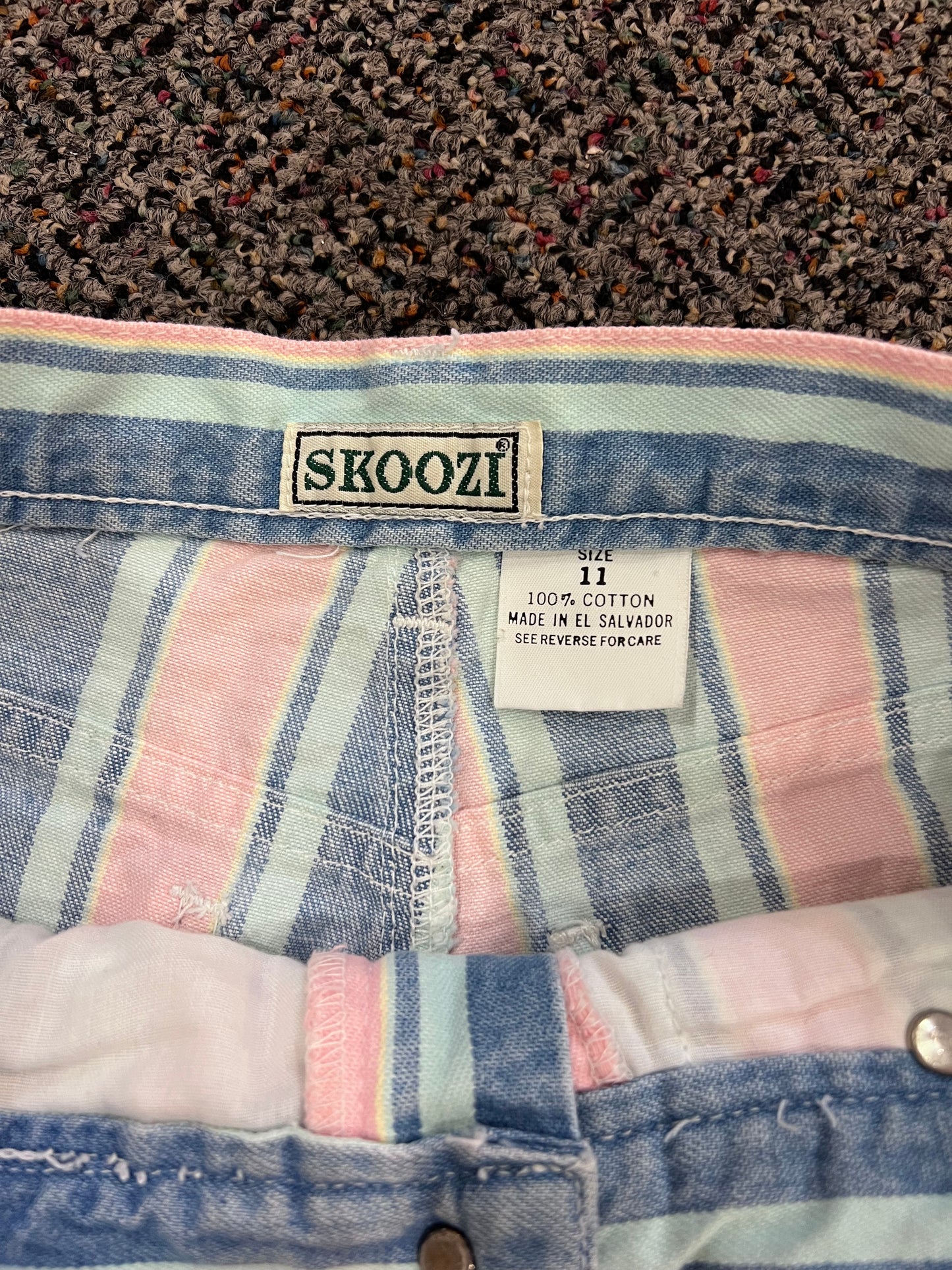90's/Y2K SKOOZI Colorful Striped Denim Shorts
