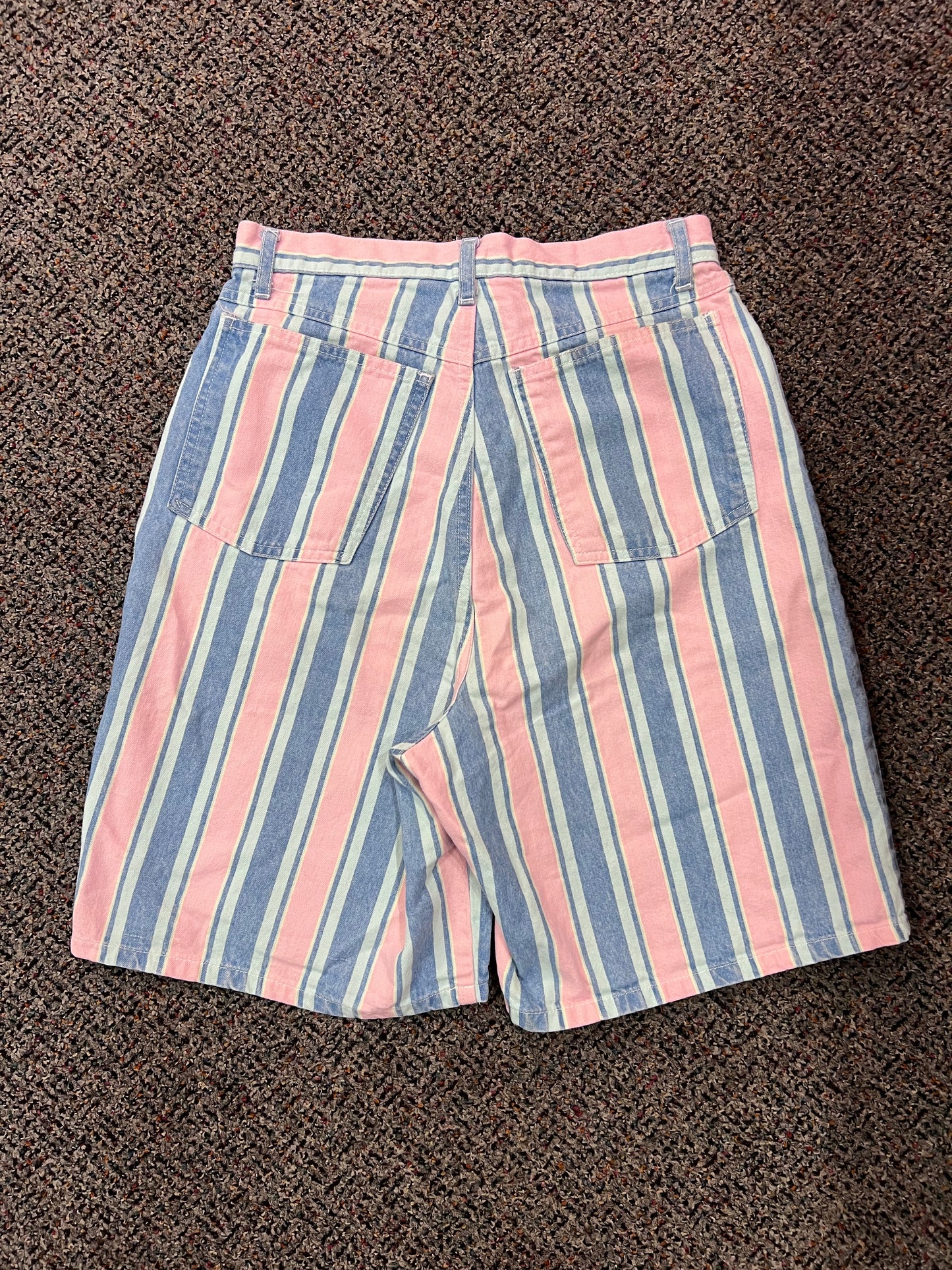 90's/Y2K SKOOZI Colorful Striped Denim Shorts