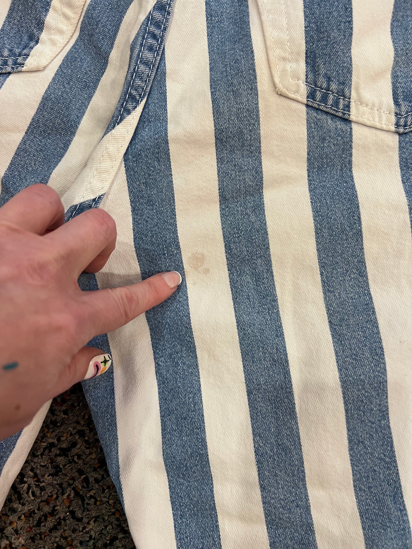 90's/Y2K Arizona Blue + White Striped Denim Shorts