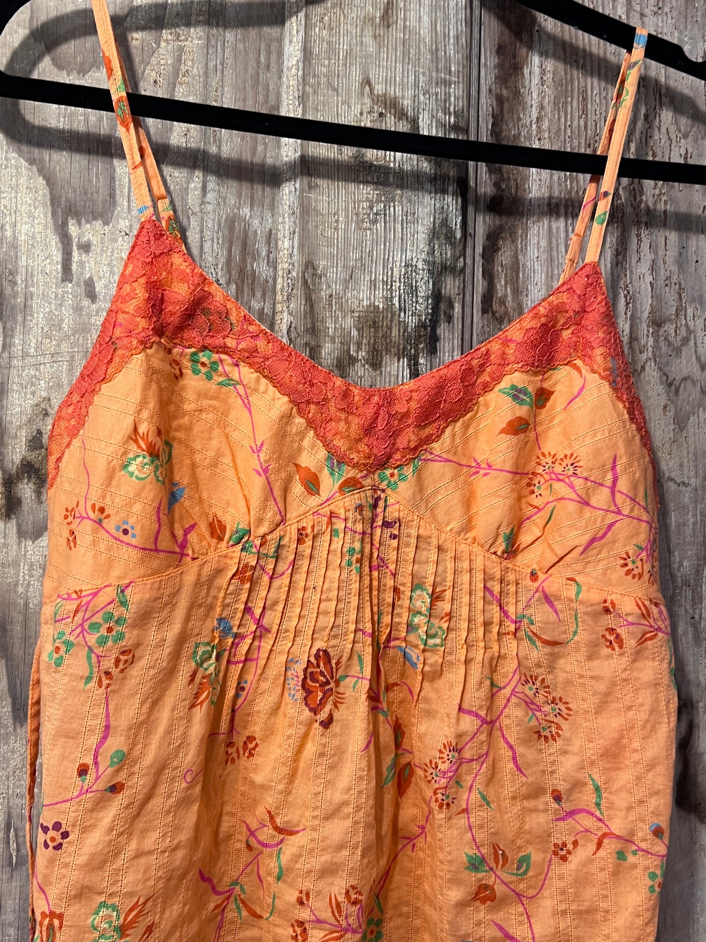Y2K Girl Krazy Orange Floral Lace Tank Top