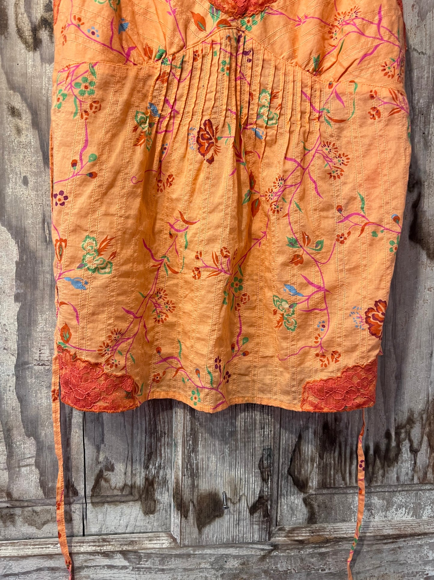 Y2K Girl Krazy Orange Floral Lace Tank Top