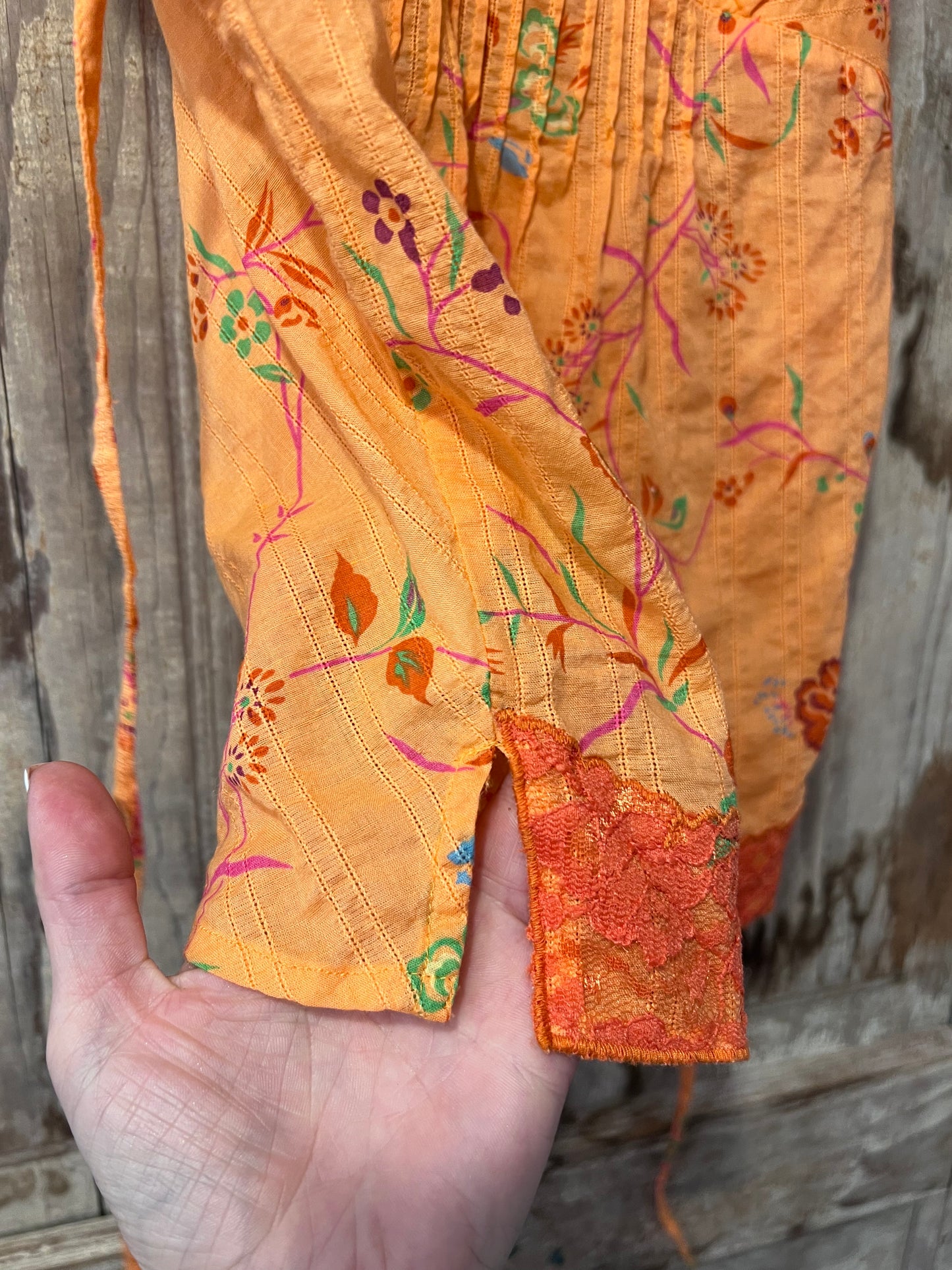 Y2K Girl Krazy Orange Floral Lace Tank Top