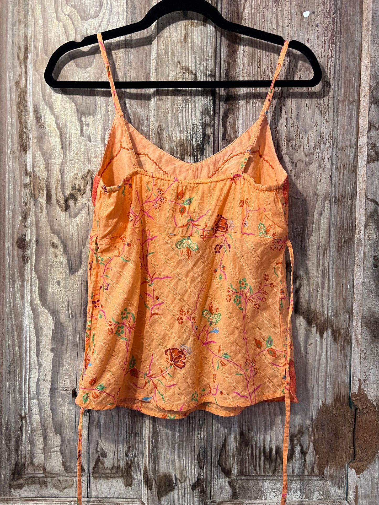 Y2K Girl Krazy Orange Floral Lace Tank Top
