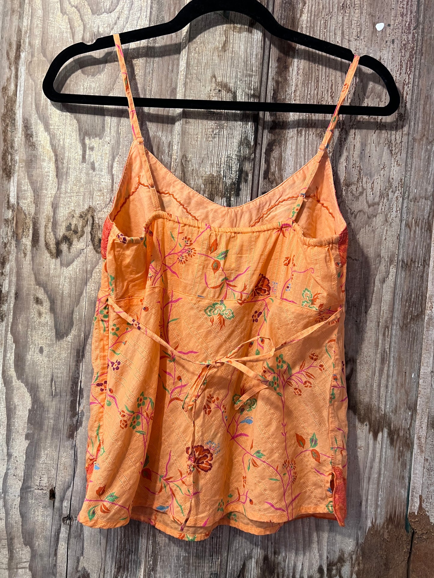 Y2K Girl Krazy Orange Floral Lace Tank Top