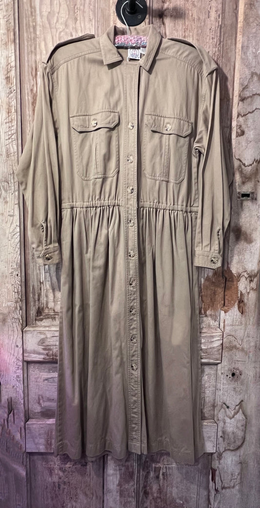 80's J.G. Hook Khaki Button Up Dress