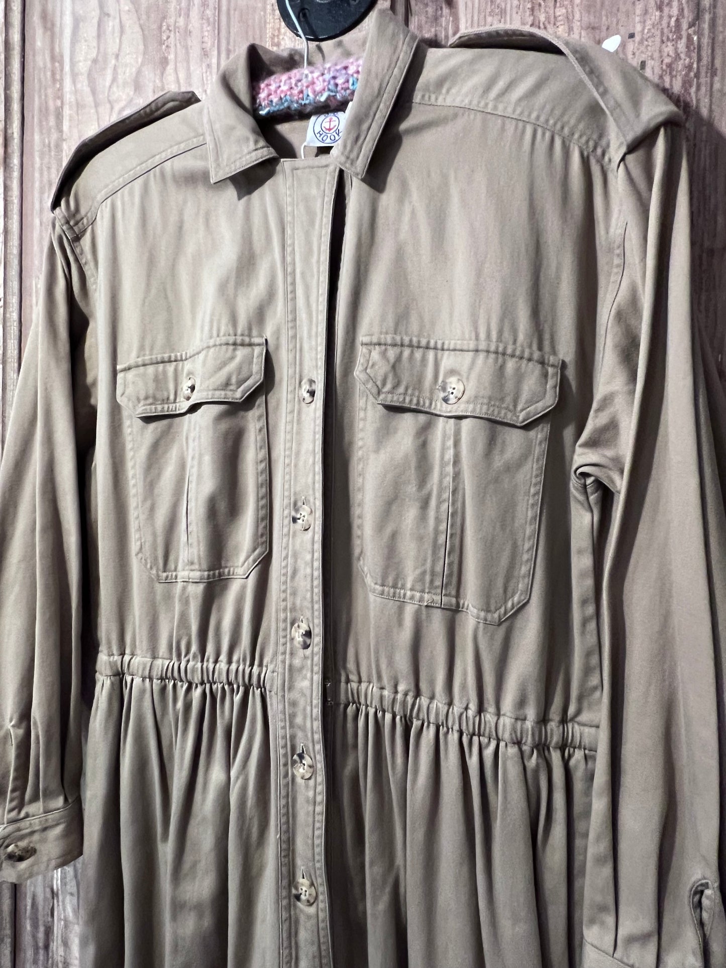 80's J.G. Hook Khaki Button Up Dress