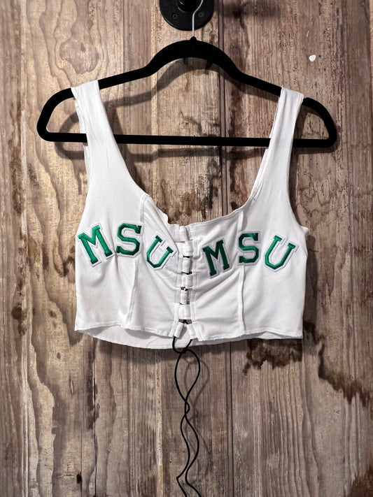 Y2K MSU Tie Front Cropped Tank Top