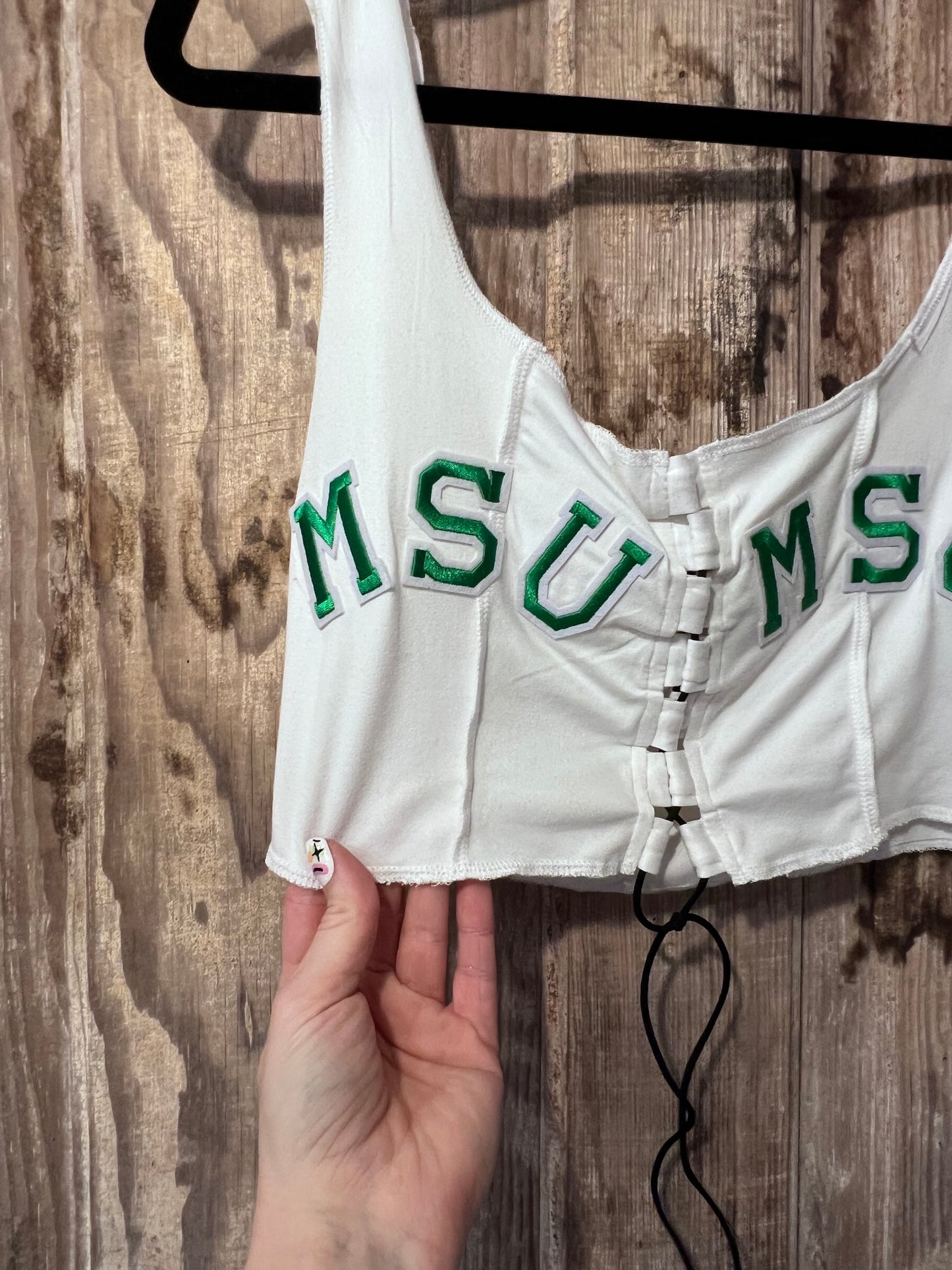 Y2K MSU Tie Front Cropped Tank Top