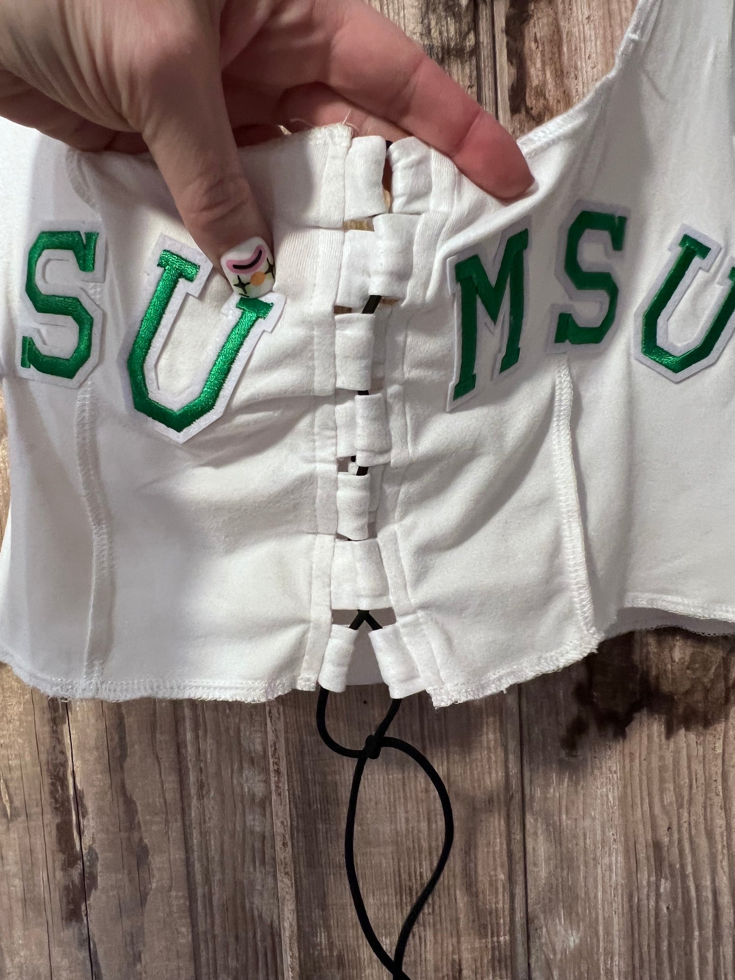 Y2K MSU Tie Front Cropped Tank Top