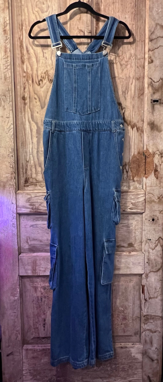 90's/Y2K Kelsie Denim Cargo Overalls