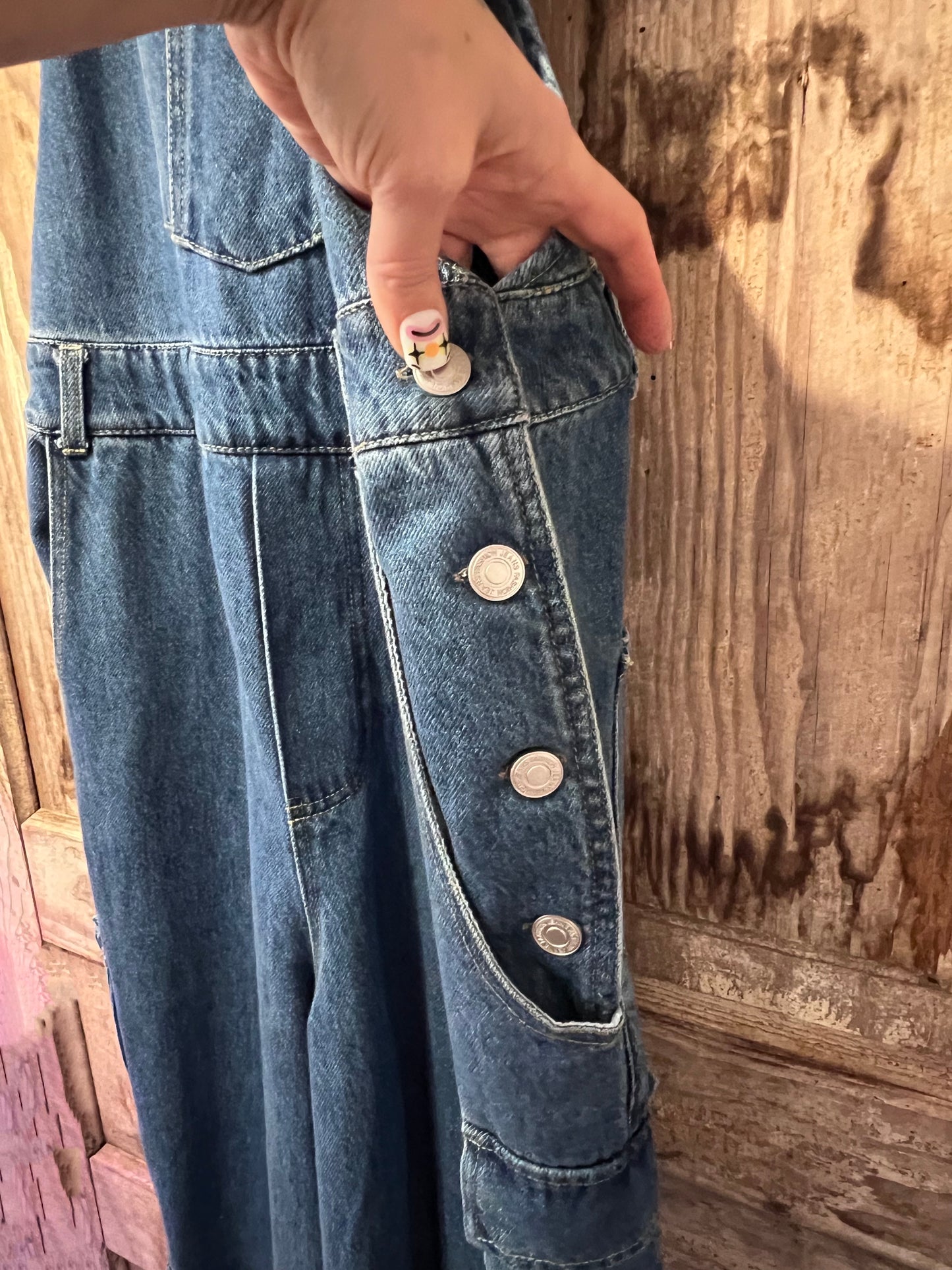 90's/Y2K Kelsie Denim Cargo Overalls