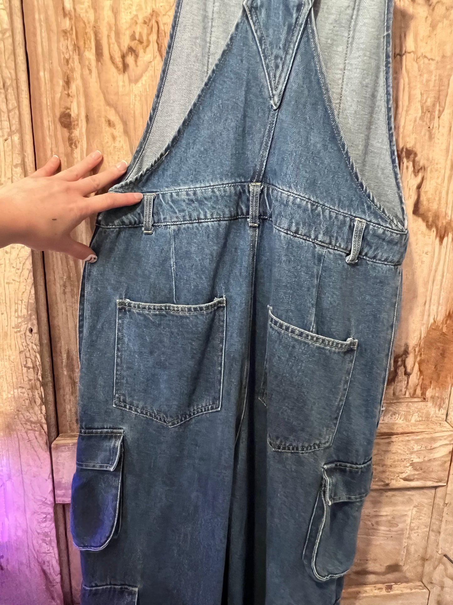90's/Y2K Kelsie Denim Cargo Overalls