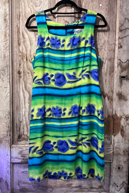90's S.L. Fashions Colorful Sleeveless Dress