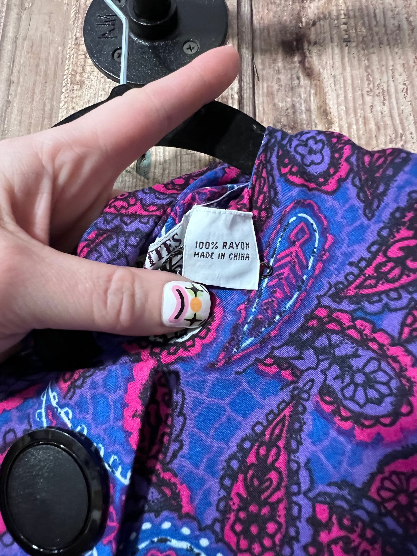 80's/90's Pink + Purple Paisley Long Sleeve Dress