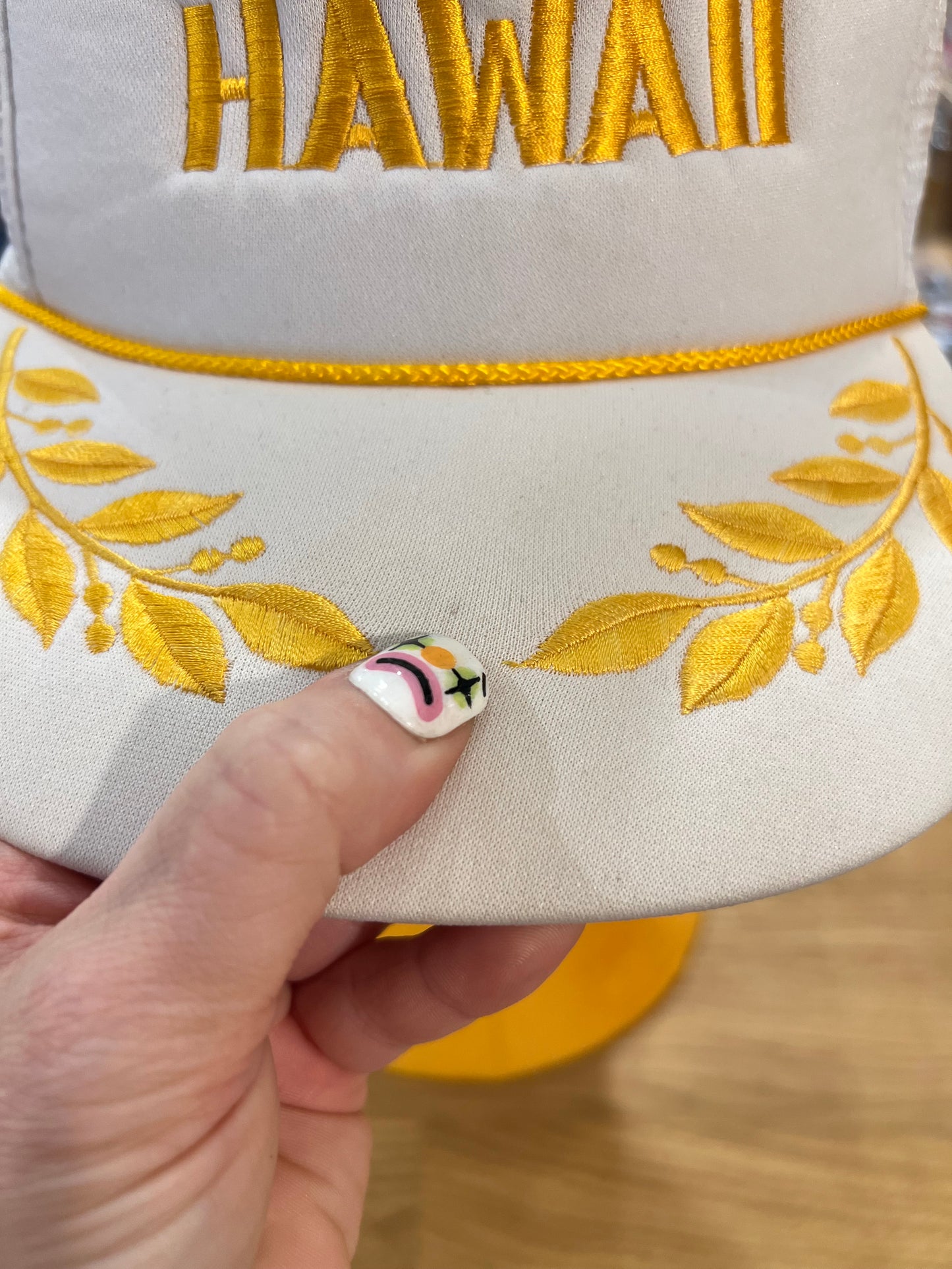 80's/90's White + Yellow Embroidered Hawaii Hat