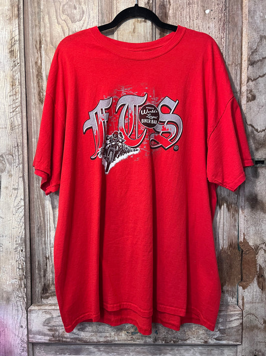 Y2K Red Biker Bar Graphic T-shirt