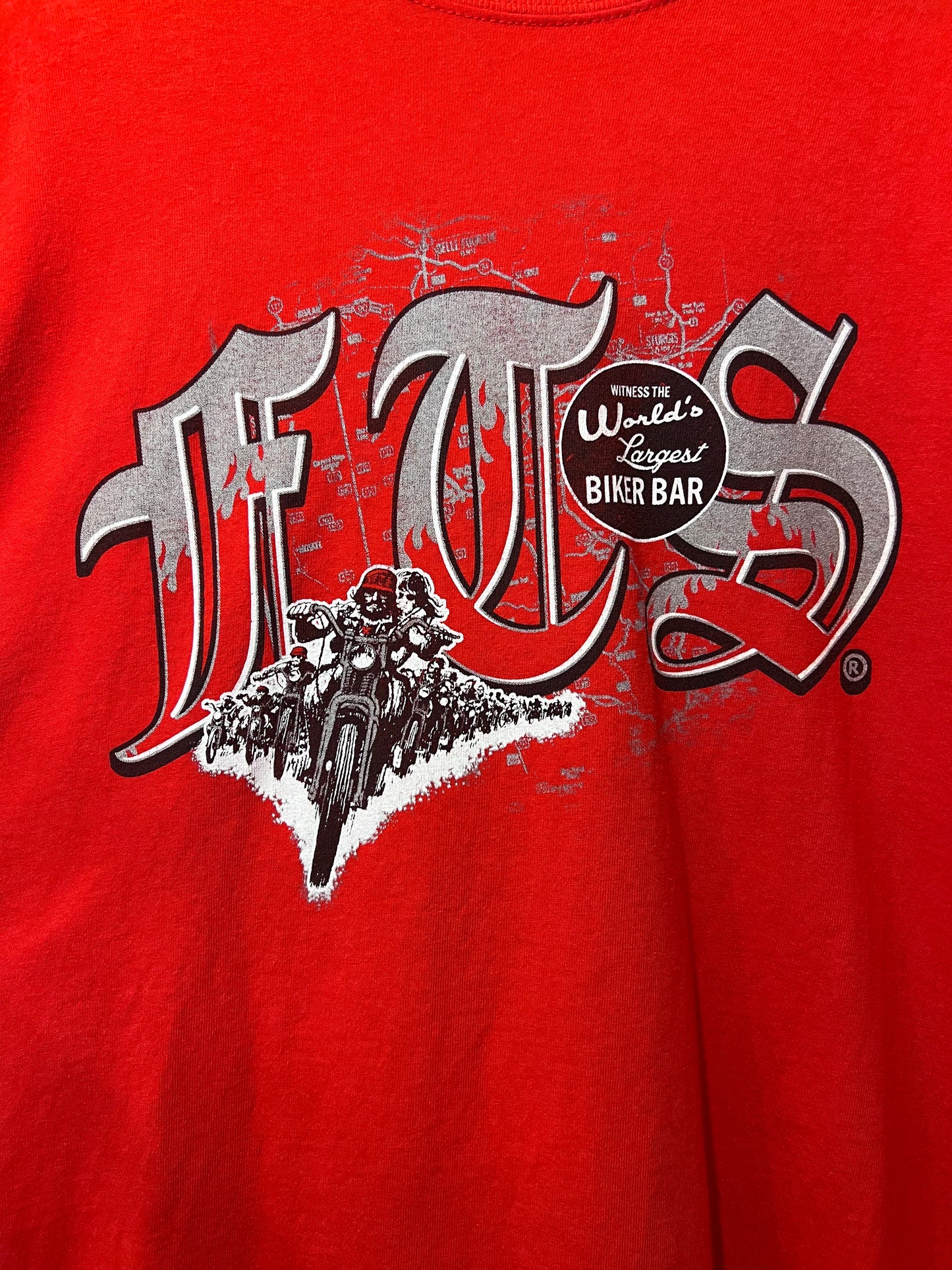 Y2K Red Biker Bar Graphic T-shirt