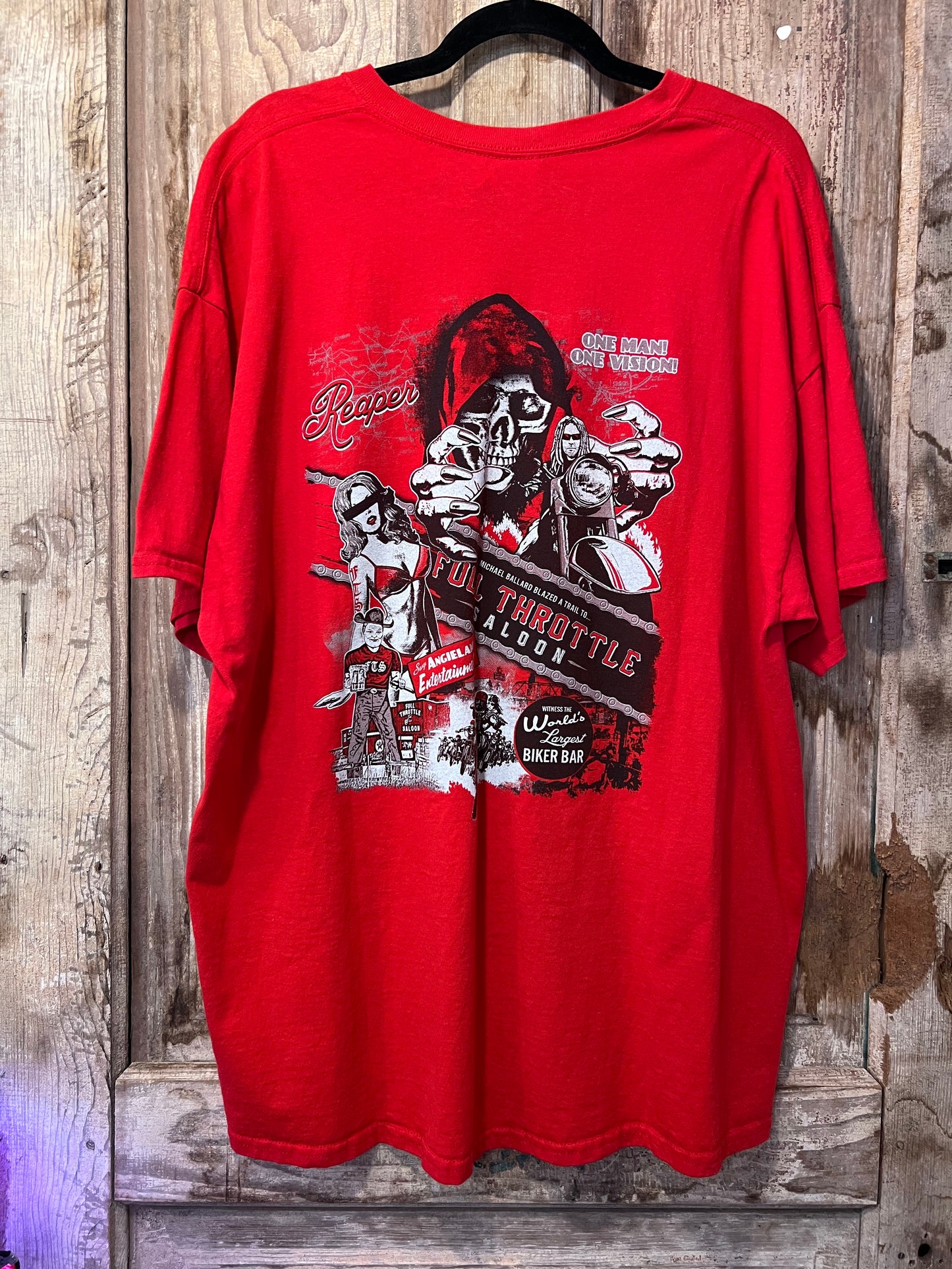 Y2K Red Biker Bar Graphic T-shirt