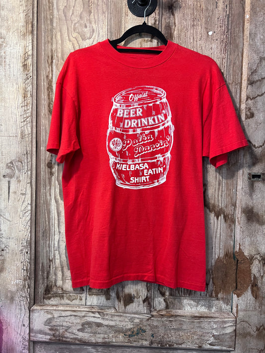 80's/90's Red Beer Drinking T-Shirt