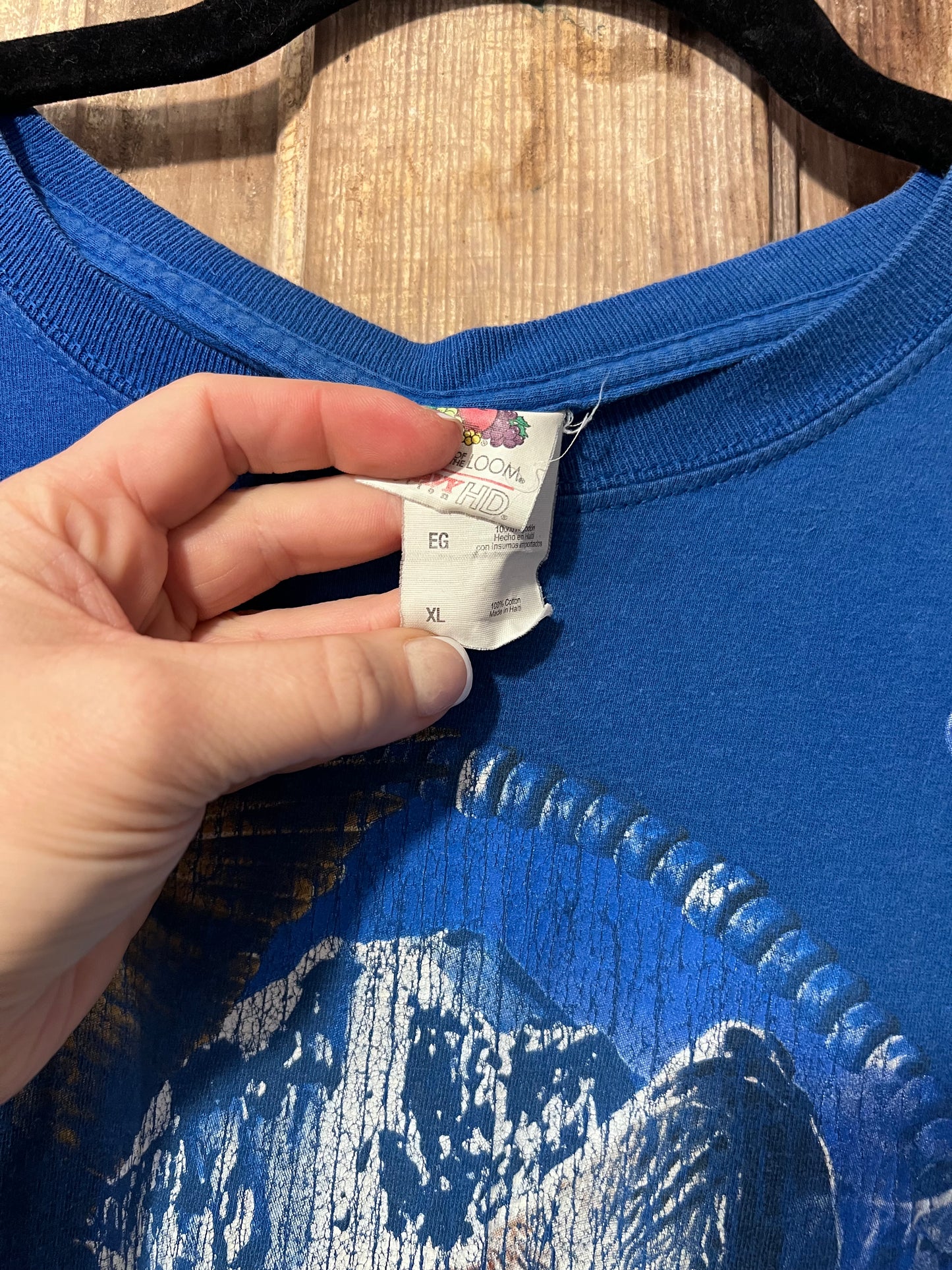 90's Blue Wolf + Feather Graphic T-Shirt