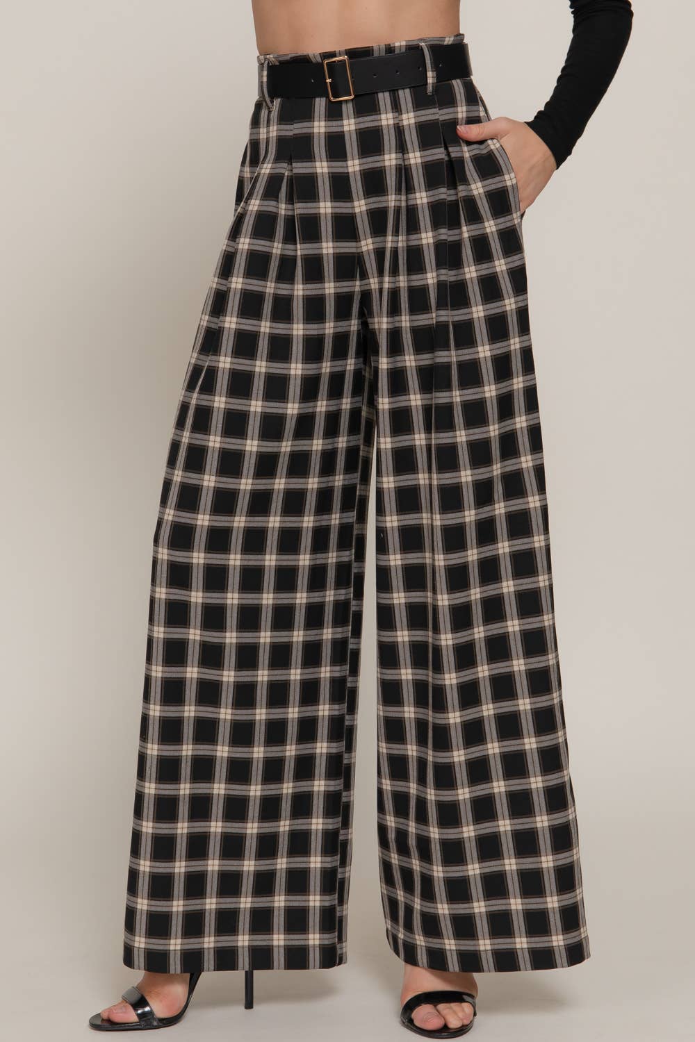Plaid Wide Long Pants