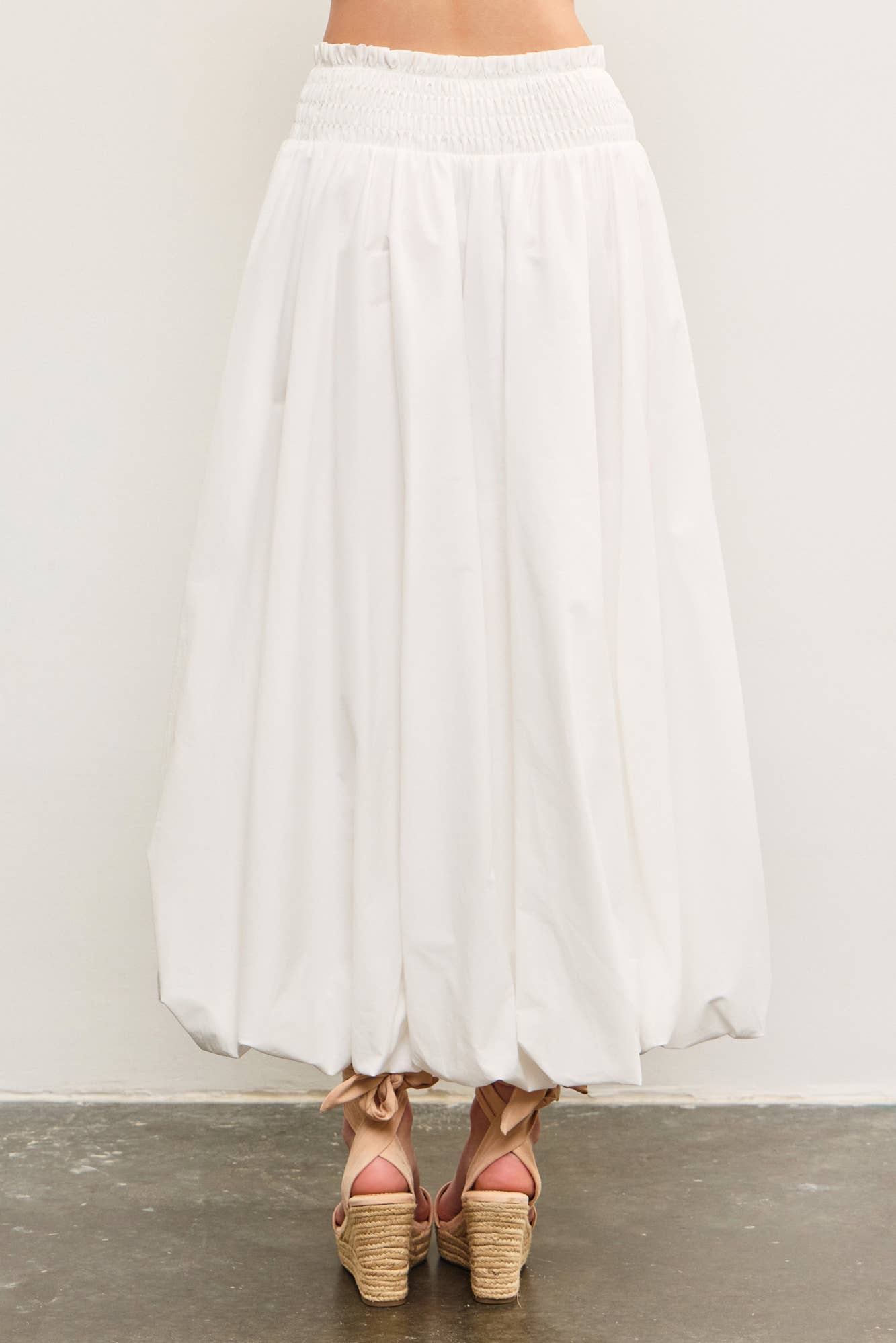 Smocked Bubble Hem Maxi Skirt
