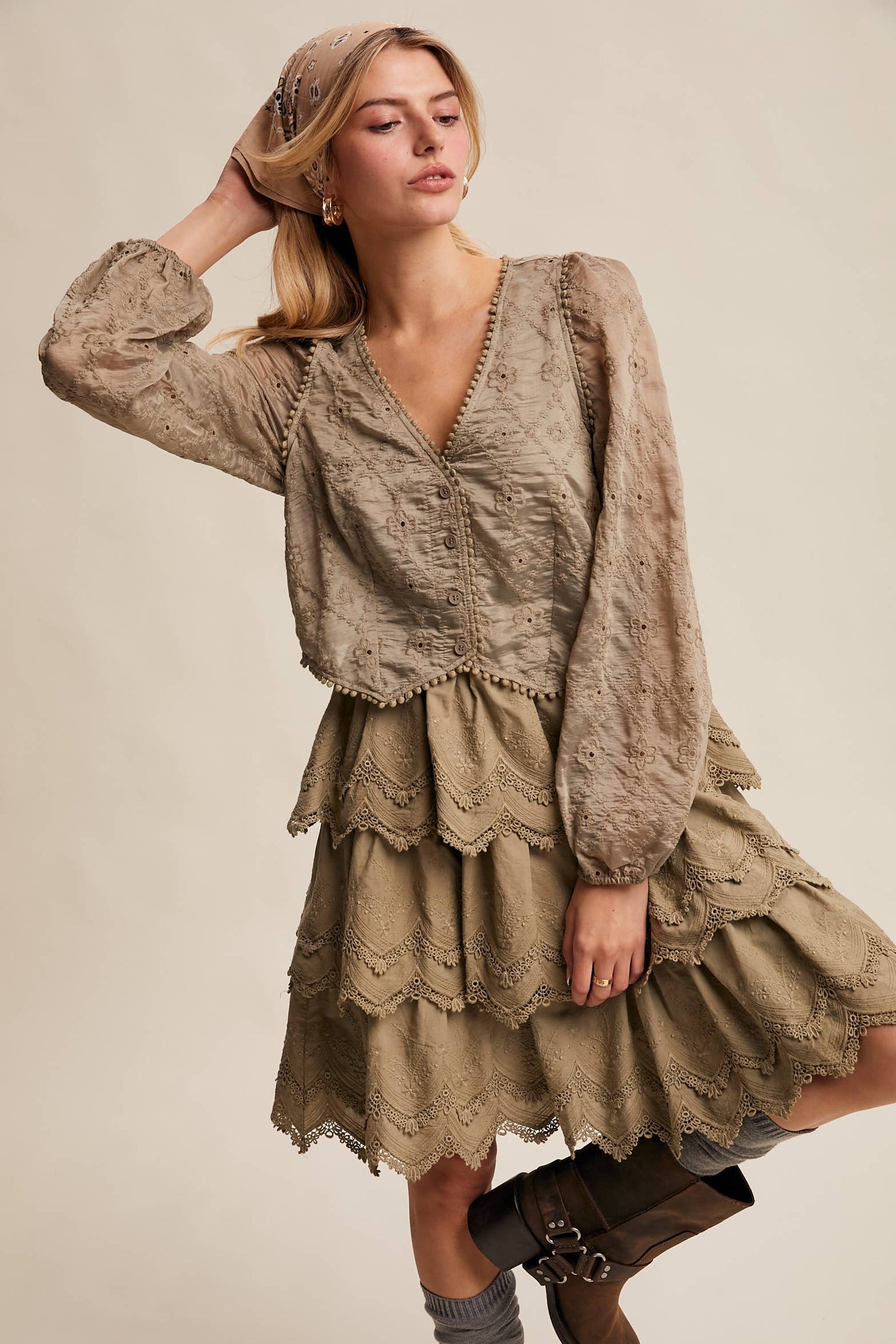 Tiered Scallop Mini Dress