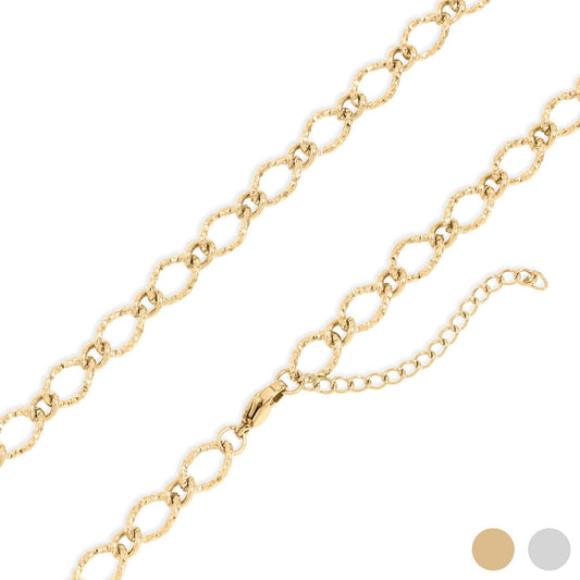 Hammered Oval Chain Necklace