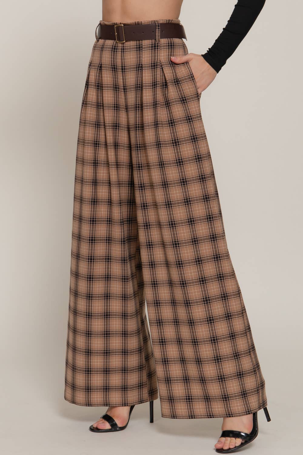 Plaid Wide Long Pants