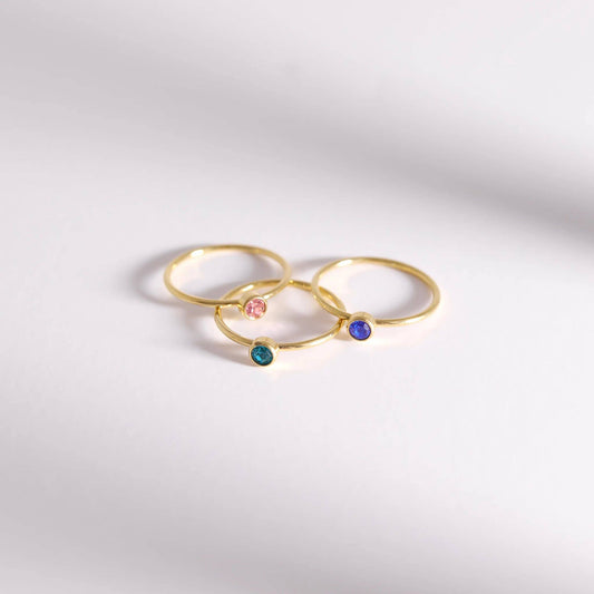 18K Birthstone Stacking Ring