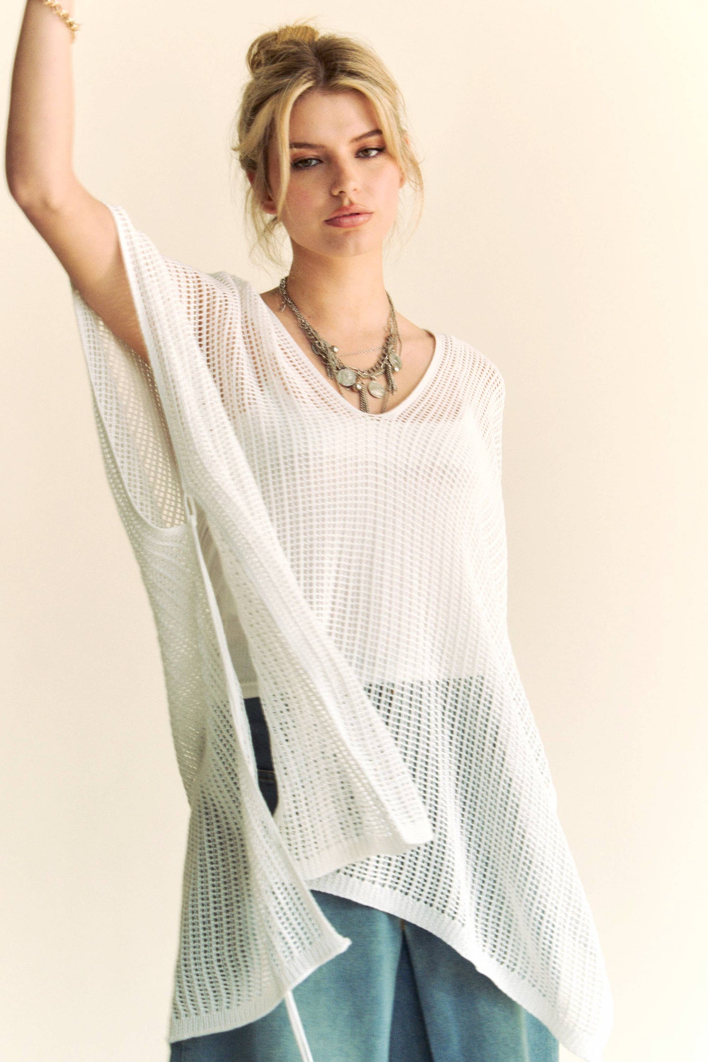 CROCHET FRONT BELTED TOP