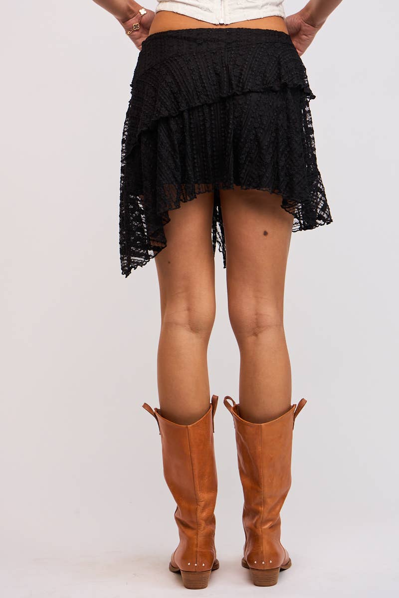 HIGH-LOW LACE MINI SKIRT