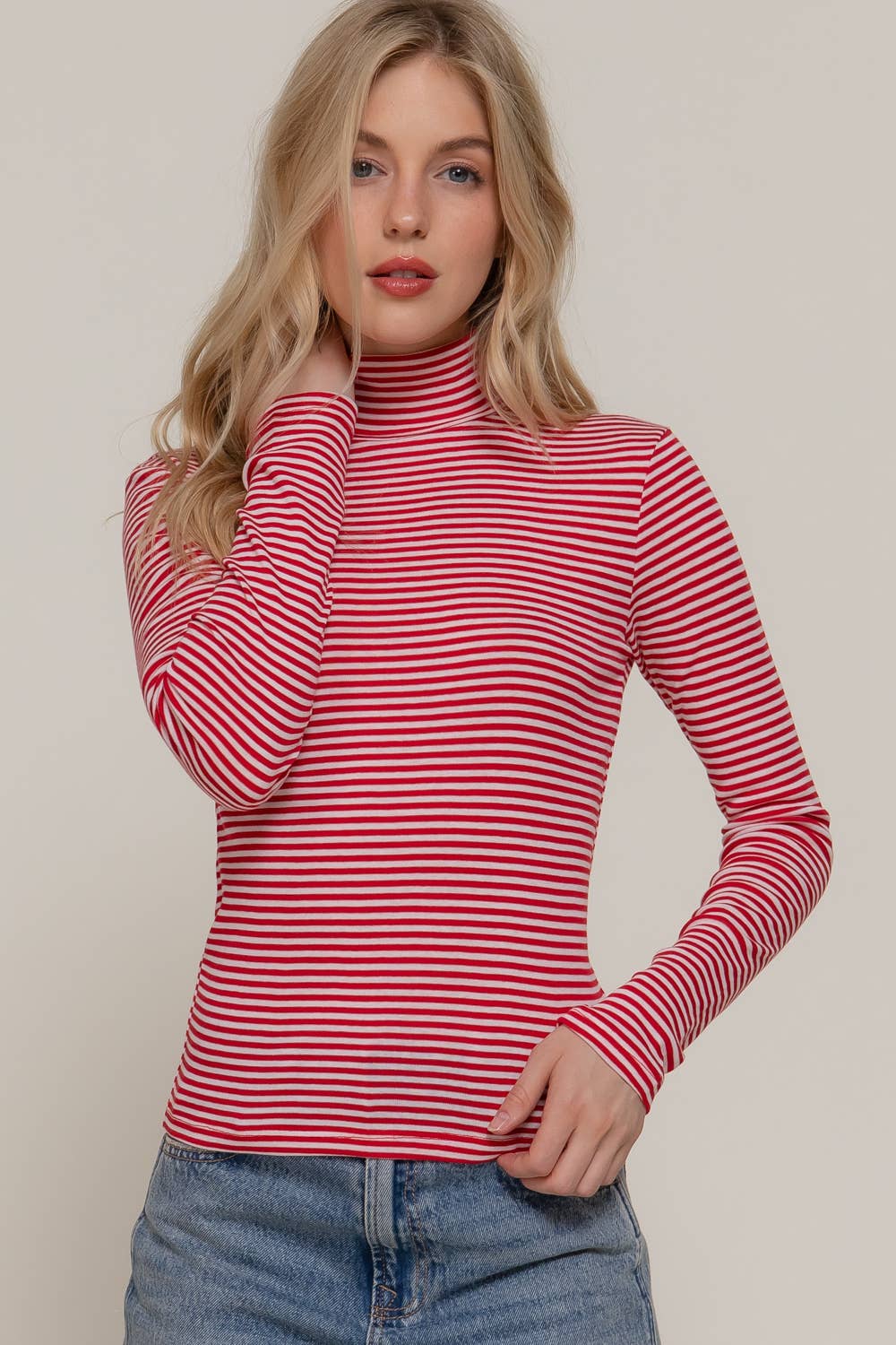 Turtle Neck Stripe Top