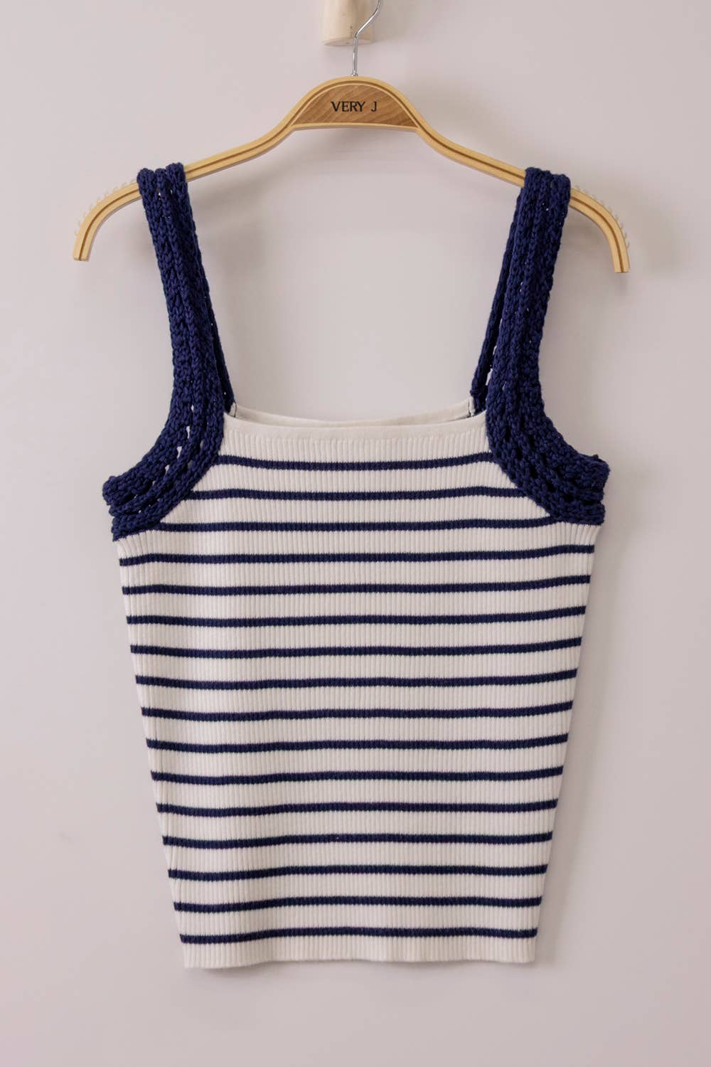 Crochet Sleeve Striped Tank Top