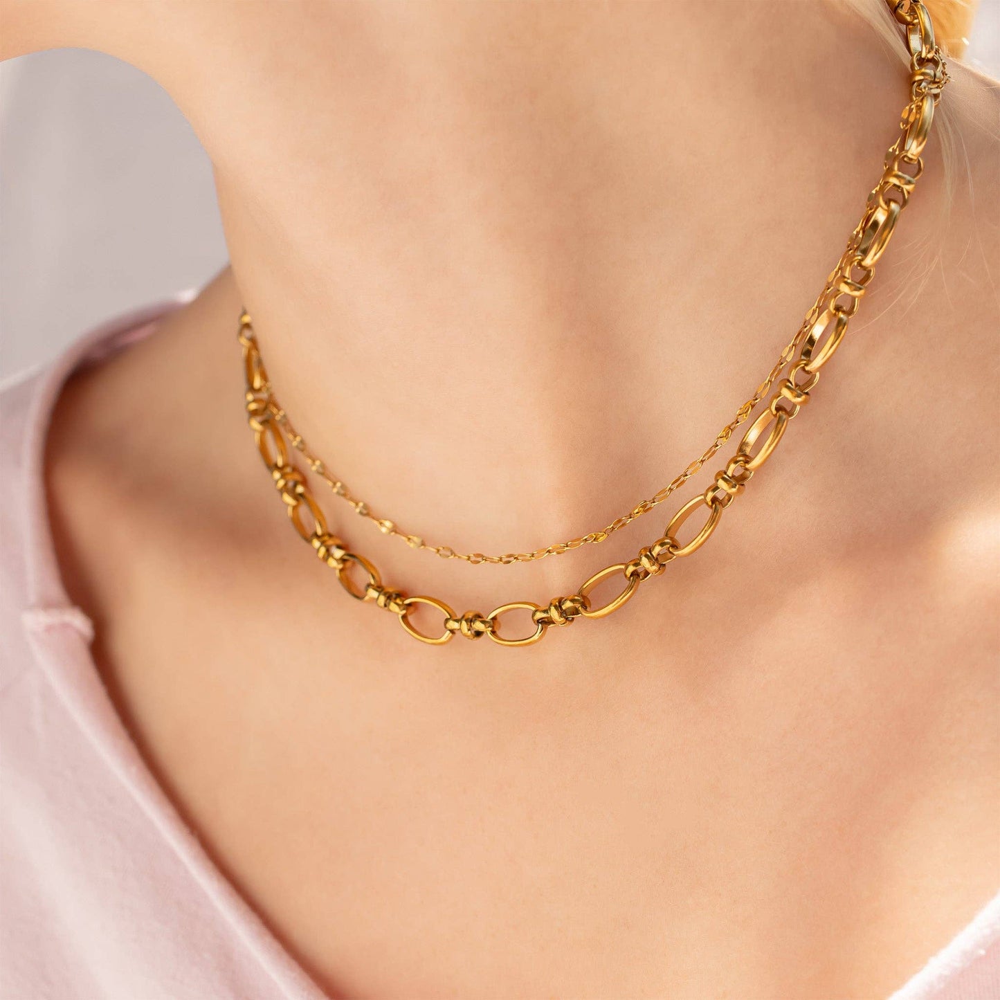 18K Gold + Silver Statement Chain Necklace