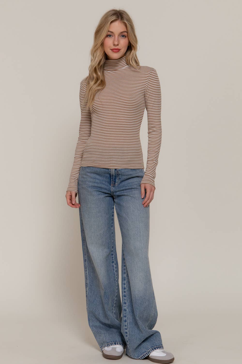 Turtle Neck Stripe Top