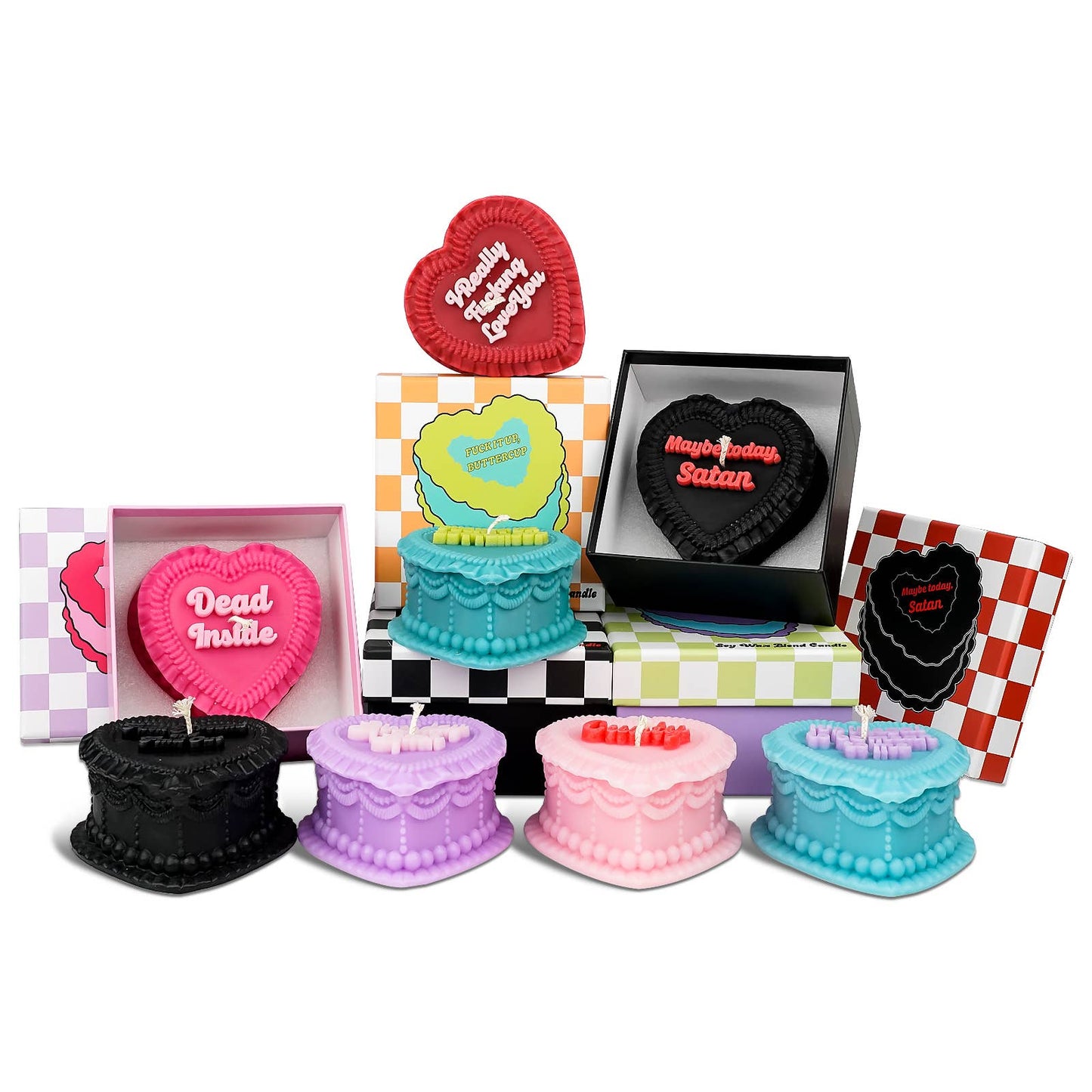 "I Really Fu*king Love You" Heart Cake Shaped Candle