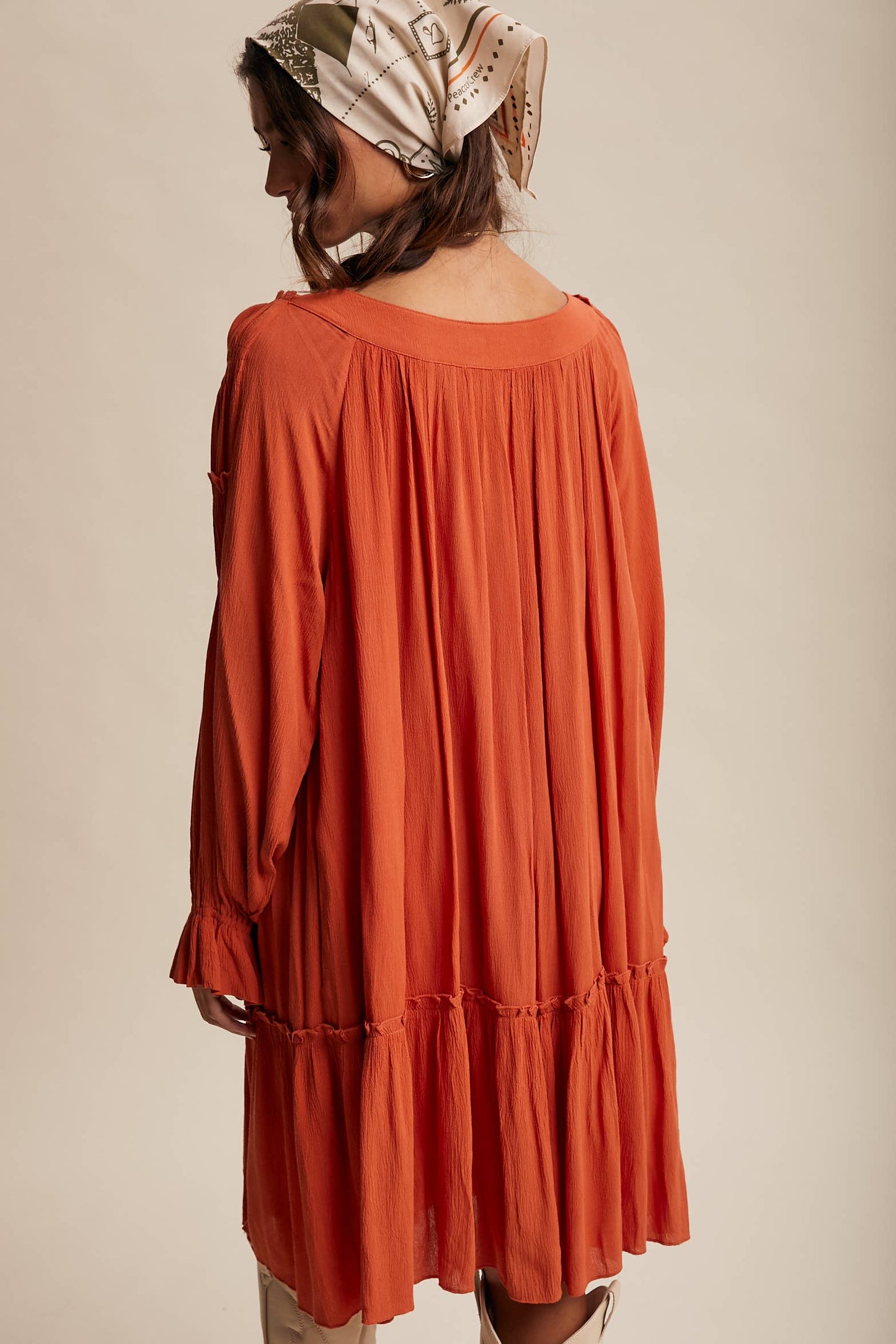 Smocked Tiered Long Sleeve Dress