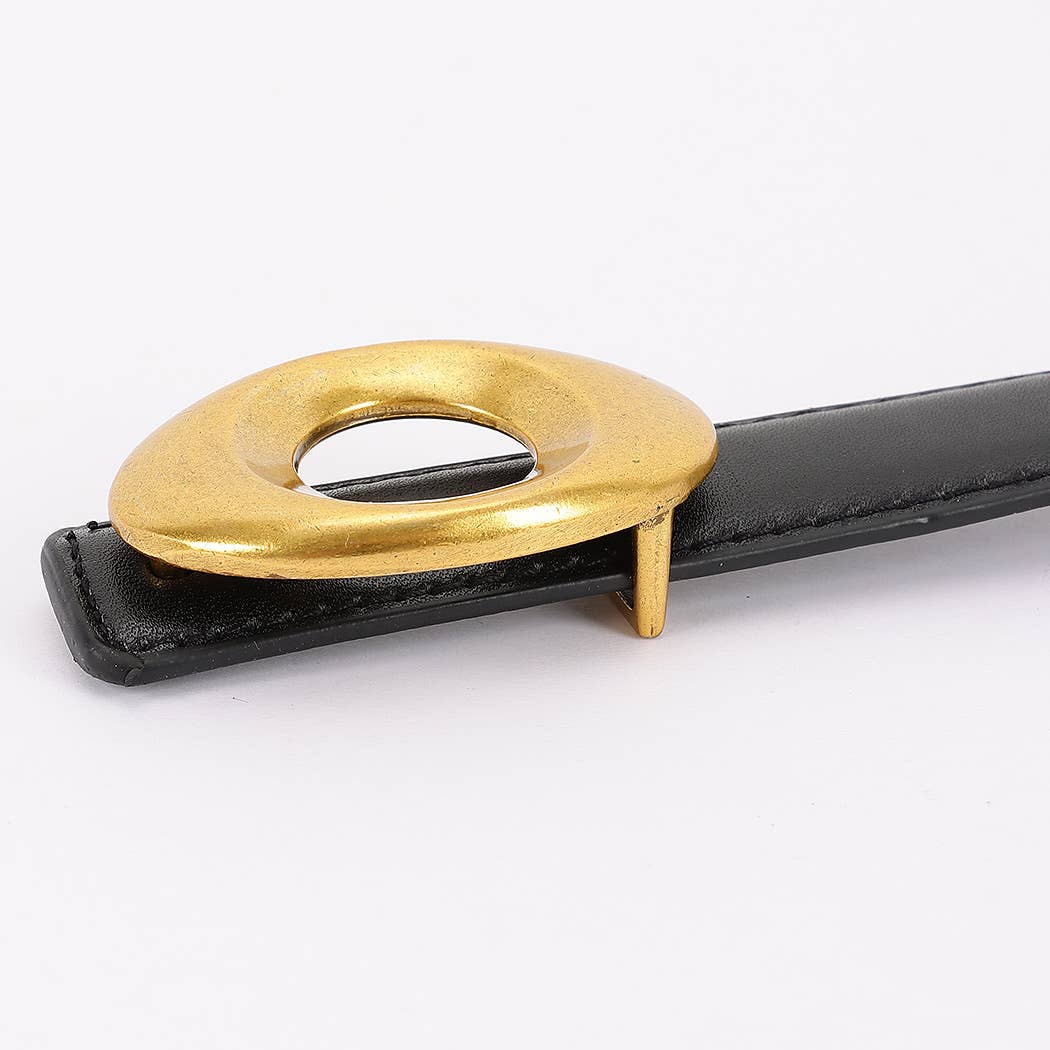 Metal Buckle Faux Leather Belt