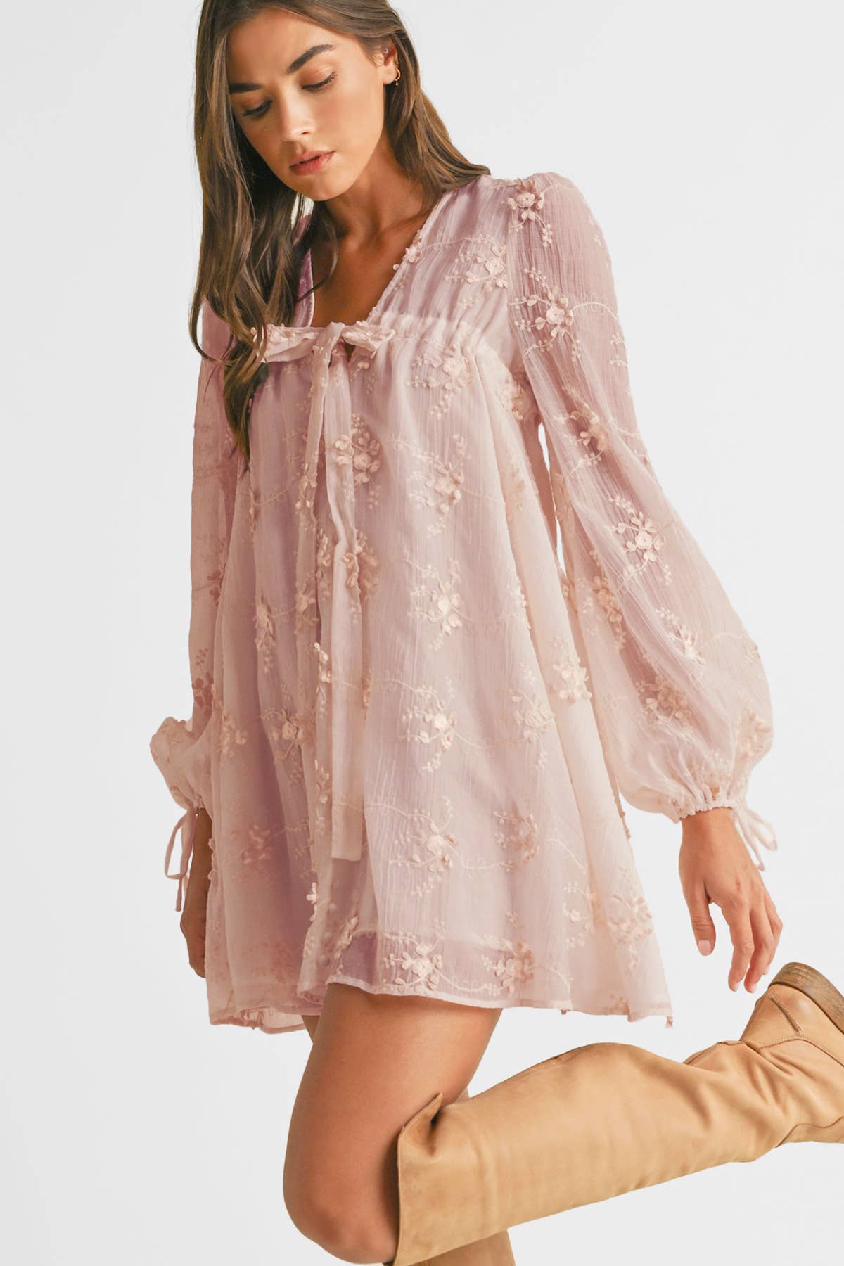 Embroidered Mini Dress