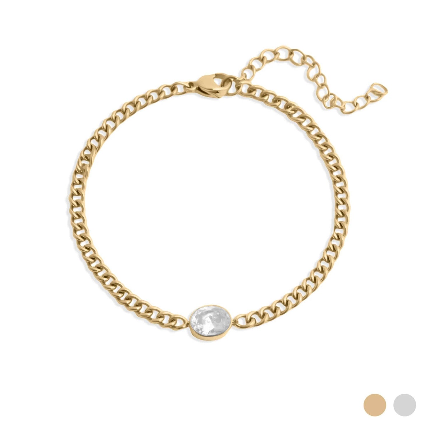 Oval Stone Curb Chain Bracelet