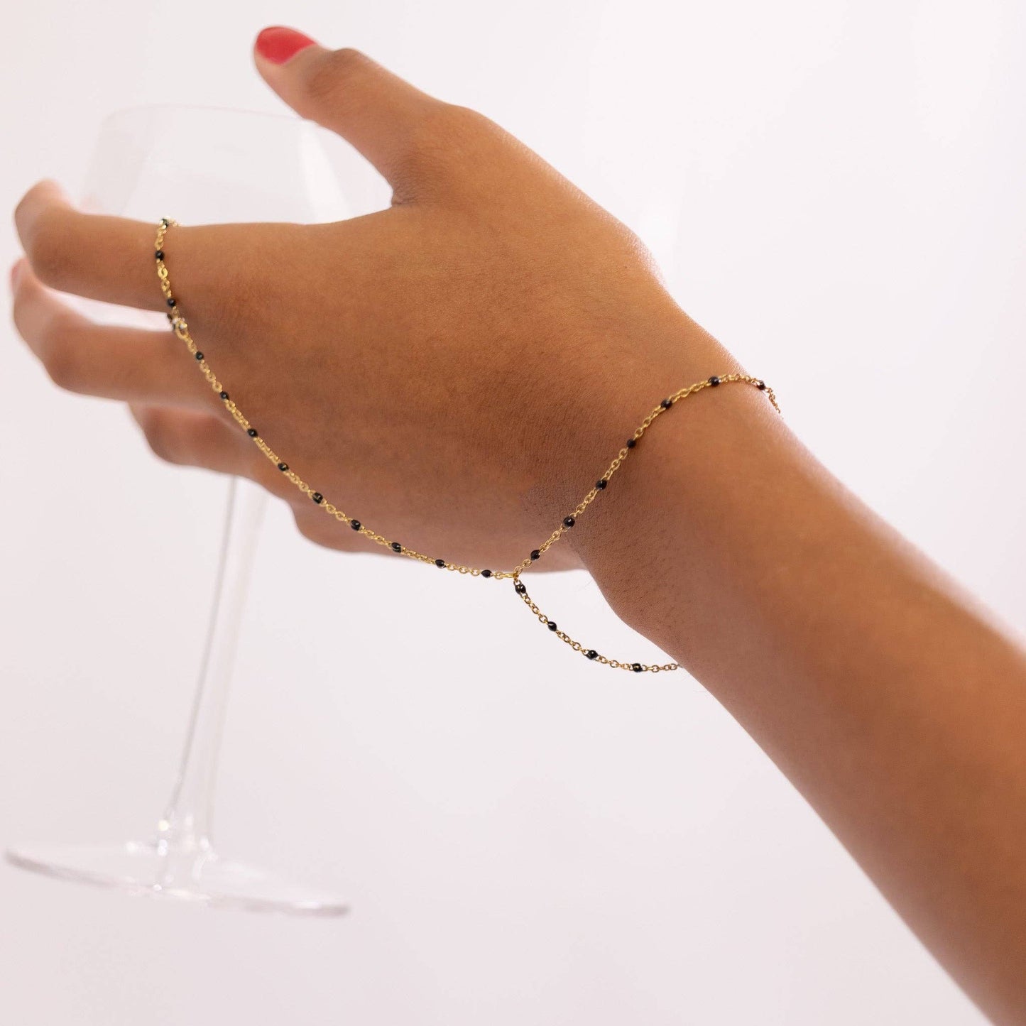 Black Beaded Hand Chain