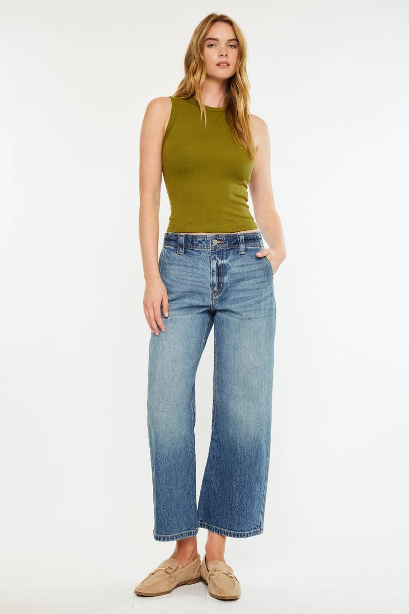MID RISE LOOSE BARREL FIT JEANS