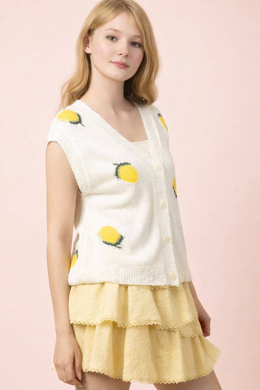 Lemon Button Down Sweater Vest