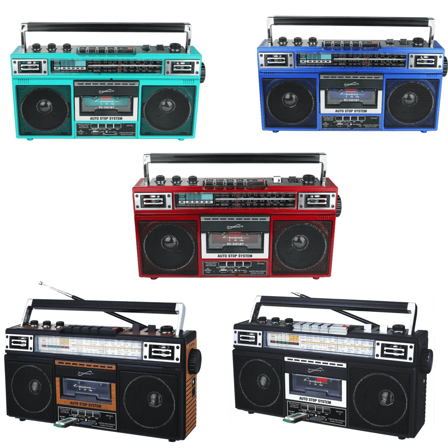 Retro Supersonic BoomBox Bluetooth Radio & MP3