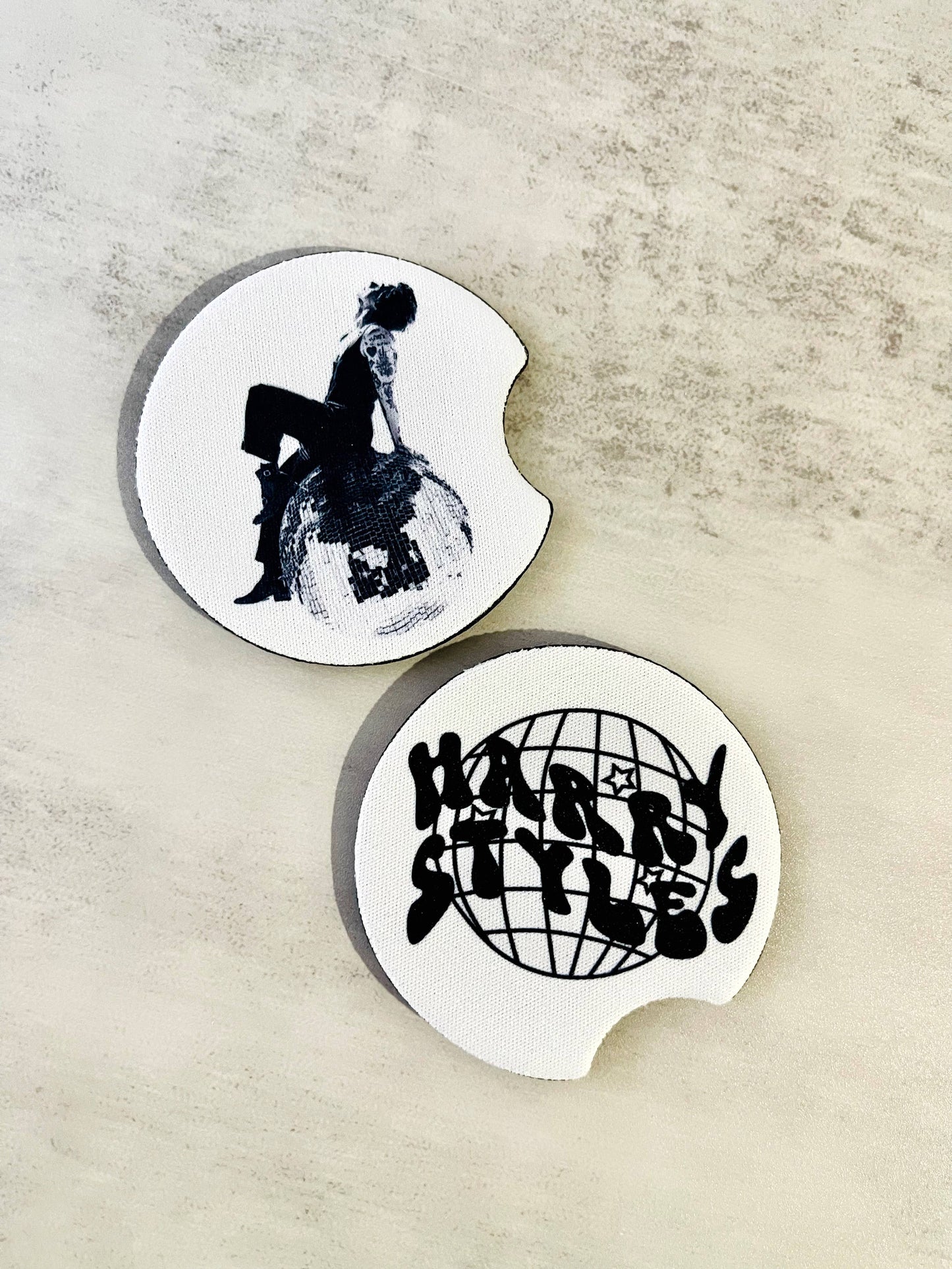 2 Car Coasters, Harry Styles Disco Ball Design