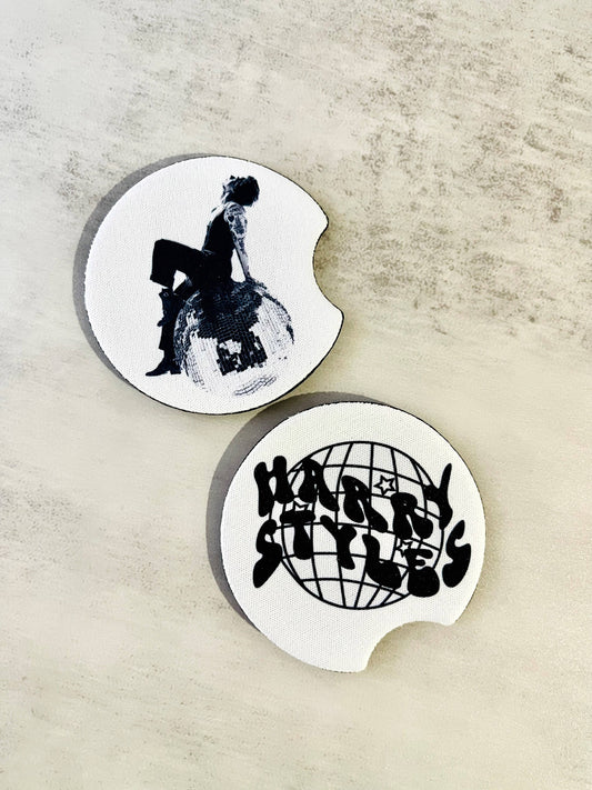 2 Car Coasters, Harry Styles Disco Ball Design